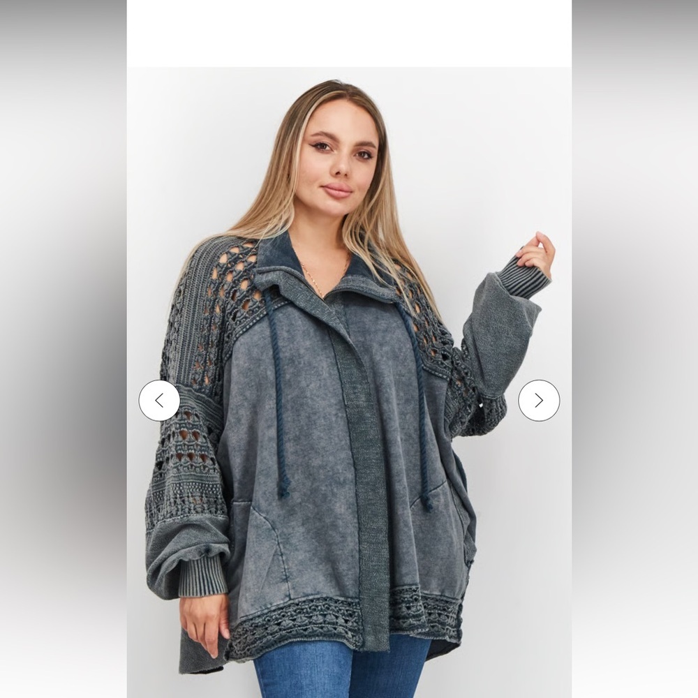 Free People Dune Bug Crochet Zip Up Jacket Size XS EUC - Picture 4 of 12